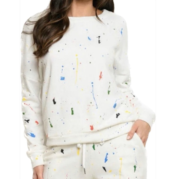 Fate Sweaters - FATE Women's Paint Splatter Sweater Long Sleeve Top